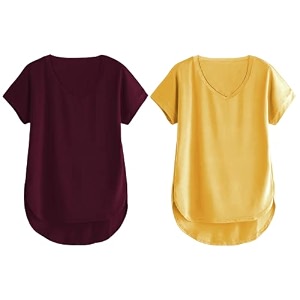fabricorn combo of three cotton v-neck up down short sleeve tshirt for women pack of 3