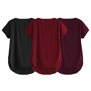 fabricorn combo of three cotton v-neck up down short sleeve tshirt for women pack of 3