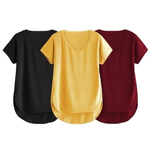 fabricorn combo of three cotton v-neck up down short sleeve tshirt for women pack of 3