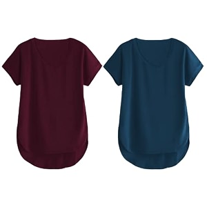 fabricorn combo of three cotton v-neck up down short sleeve tshirt for women pack of 3