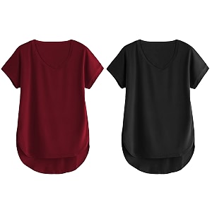 fabricorn combo of three cotton v-neck up down short sleeve tshirt for women pack of 3