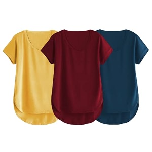 fabricorn combo of three cotton v-neck up down short sleeve tshirt for women pack of 3
