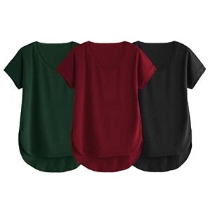 fabricorn combo of three cotton v-neck up down short sleeve tshirt for women pack of 3