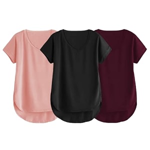 fabricorn combo of three cotton v-neck up down short sleeve tshirt for women pack of 3