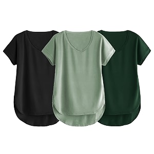 fabricorn combo of three cotton v-neck up down short sleeve tshirt for women pack of 3