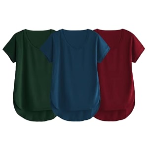 fabricorn combo of three cotton v-neck up down short sleeve tshirt for women pack of 3