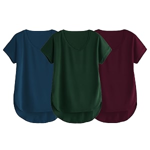 fabricorn combo of three cotton v-neck up down short sleeve tshirt for women pack of 3