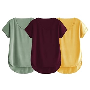 fabricorn combo of three cotton v-neck up down short sleeve tshirt for women pack of 3