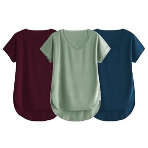 fabricorn combo of three cotton v-neck up down short sleeve tshirt for women pack of 3