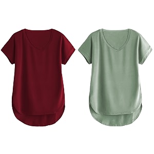 fabricorn combo of three cotton v-neck up down short sleeve tshirt for women pack of 3