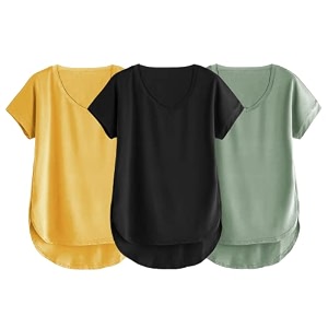 fabricorn combo of three cotton v-neck up down short sleeve tshirt for women pack of 3