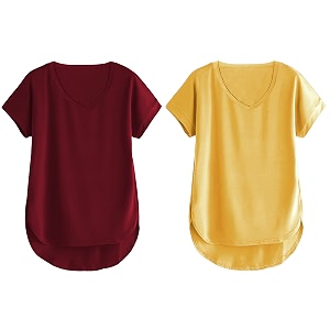 fabricorn combo of three cotton v-neck up down short sleeve tshirt for women pack of 3