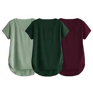 fabricorn combo of three cotton v-neck up down short sleeve tshirt for women pack of 3