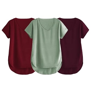 fabricorn combo of three cotton v-neck up down short sleeve tshirt for women pack of 3