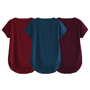 fabricorn combo of three cotton v-neck up down short sleeve tshirt for women pack of 3