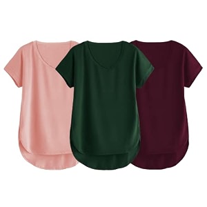 fabricorn combo of three cotton v-neck up down short sleeve tshirt for women pack of 3