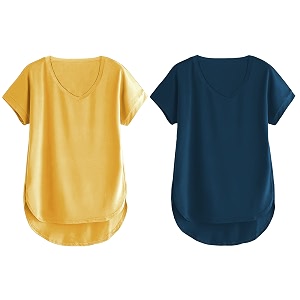 fabricorn combo of three cotton v-neck up down short sleeve tshirt for women pack of 3