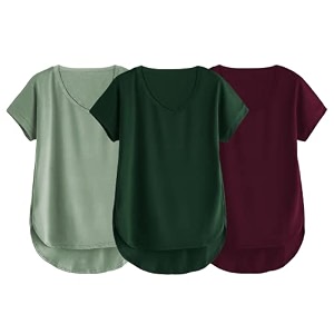 fabricorn combo of three cotton v-neck up down short sleeve tshirt for women pack of 3