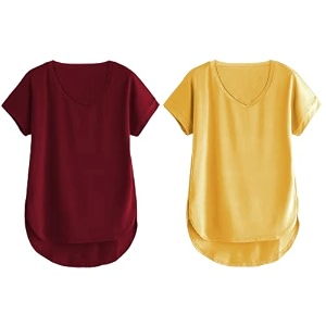 fabricorn combo of three cotton v-neck up down short sleeve tshirt for women pack of 3