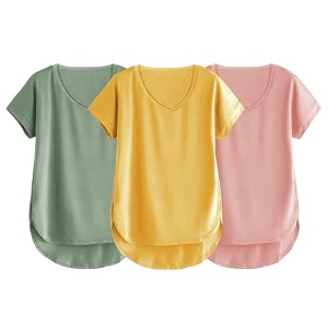 fabricorn combo of three cotton v-neck up down short sleeve tshirt for women pack of 3