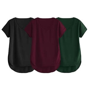 fabricorn combo of three cotton v-neck up down short sleeve tshirt for women pack of 3