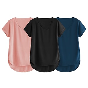 fabricorn combo of three cotton v-neck up down short sleeve tshirt for women pack of 3