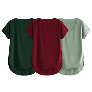 fabricorn combo of three cotton v-neck up down short sleeve tshirt for women pack of 3