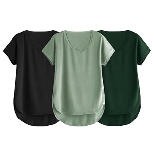 fabricorn combo of three cotton v-neck up down short sleeve tshirt for women pack of 3
