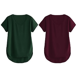 fabricorn combo of three cotton v-neck up down short sleeve tshirt for women pack of 3