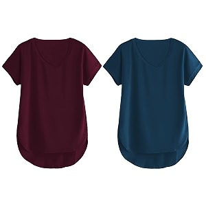 fabricorn combo of three cotton v-neck up down short sleeve tshirt for women pack of 3