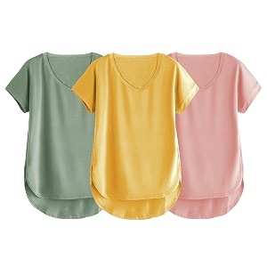 fabricorn combo of three cotton v-neck up down short sleeve tshirt for women pack of 3