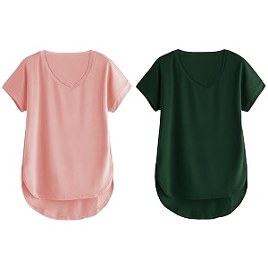 fabricorn combo of three cotton v-neck up down short sleeve tshirt for women pack of 3