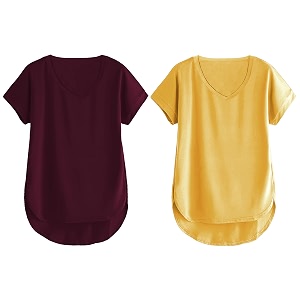 fabricorn combo of three cotton v-neck up down short sleeve tshirt for women pack of 3