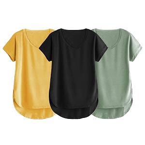 fabricorn combo of three cotton v-neck up down short sleeve tshirt for women pack of 3