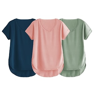 fabricorn combo of three cotton v-neck up down short sleeve tshirt for women pack of 3