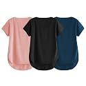 Fabricorn Combo of Three Cotton V-Neck Up Down Short Sleeve Tshirt for Women (Pack of 3)