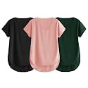 Fabricorn Combo of Three Cotton V-Neck Up Down Short Sleeve Tshirt for Women (Pack of 3)