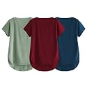 Fabricorn Combo of Three Cotton V-Neck Up Down Short Sleeve Tshirt for Women (Pack of 3)