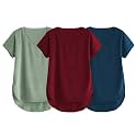 Fabricorn Combo of Three Cotton V-Neck Up Down Short Sleeve Tshirt for Women (Pack of 3)
