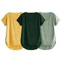 Fabricorn Combo of Three Cotton V-Neck Up Down Short Sleeve Tshirt for Women (Pack of 3)
