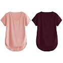 Fabricorn Combo of Three Cotton V-Neck Up Down Short Sleeve Tshirt for Women (Pack of 3)