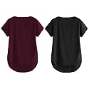 Fabricorn Combo of Three Cotton V-Neck Up Down Short Sleeve Tshirt for Women (Pack of 3)