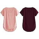 Fabricorn Combo of Three Cotton V-Neck Up Down Short Sleeve Tshirt for Women (Pack of 3)