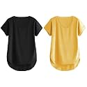 Fabricorn Combo of Three Cotton V-Neck Up Down Short Sleeve Tshirt for Women (Pack of 3)