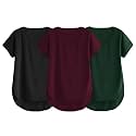 Fabricorn Combo of Three Cotton V-Neck Up Down Short Sleeve Tshirt for Women (Pack of 3)