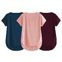 Fabricorn Combo of Three Cotton V-Neck Up Down Short Sleeve Tshirt for Women (Pack of 3)