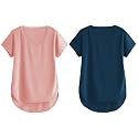 Fabricorn Combo of Three Cotton V-Neck Up Down Short Sleeve Tshirt for Women (Pack of 3)