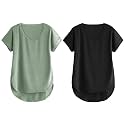 Fabricorn Combo of Three Cotton V-Neck Up Down Short Sleeve Tshirt for Women (Pack of 3)