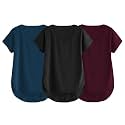 Fabricorn Combo of Three Cotton V-Neck Up Down Short Sleeve Tshirt for Women (Pack of 3)