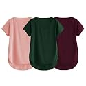 Fabricorn Combo of Three Cotton V-Neck Up Down Short Sleeve Tshirt for Women (Pack of 3)
